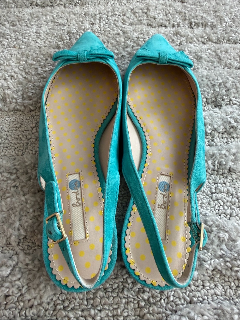 EUC Boden Size 39 Turquoise Suede Slingback Flats - Picture 6 of 8